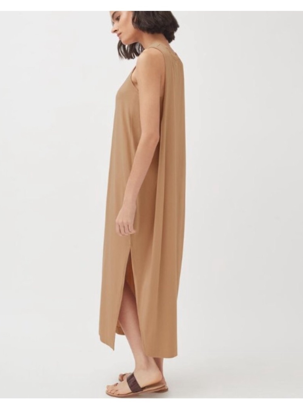 Cuyana Drape Back Warm Brown Maxi dress size XL - Picture 3 of 10